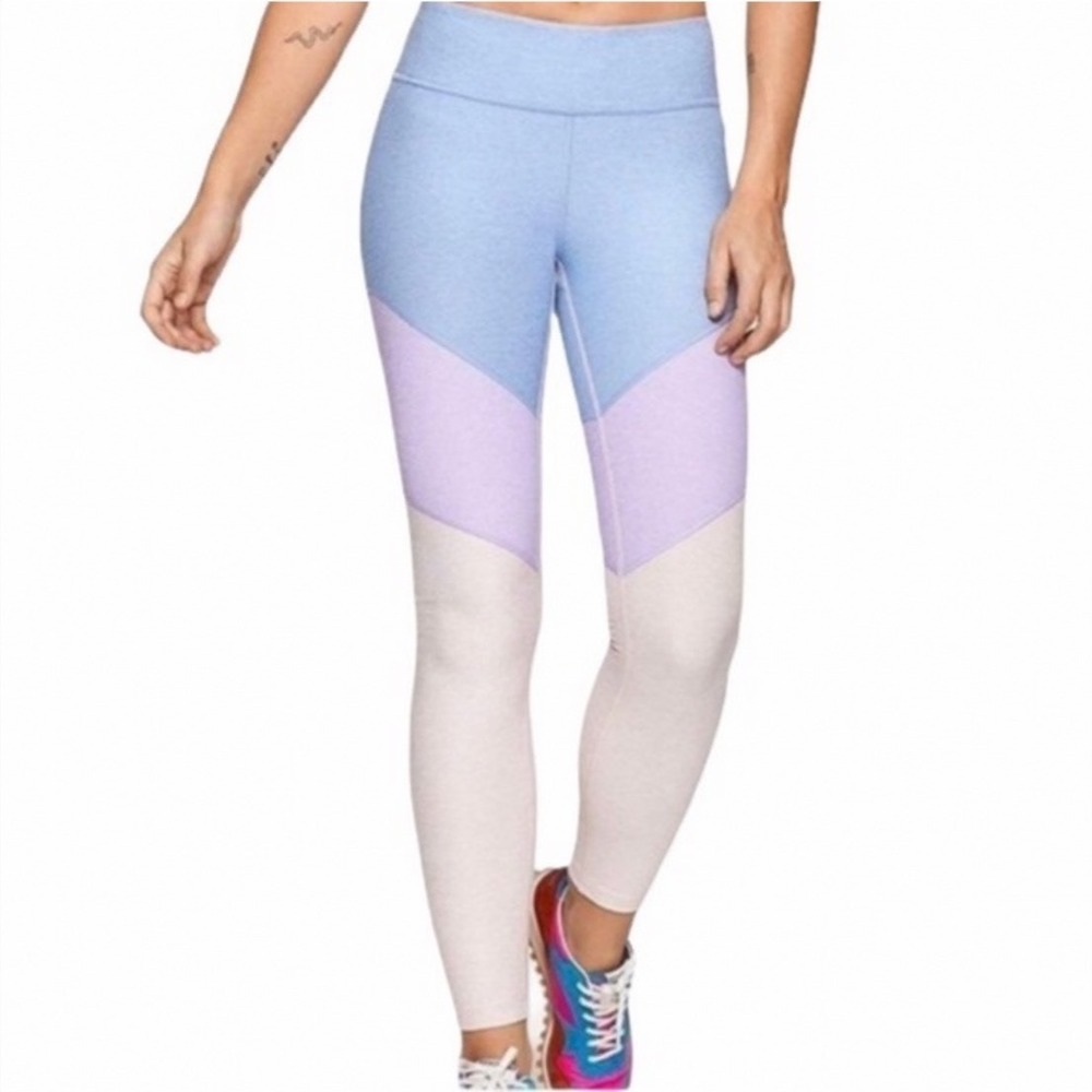 Outdoor Voices Dahlia Women Small Colorblock Leggings Blue Purple Pink High Rise